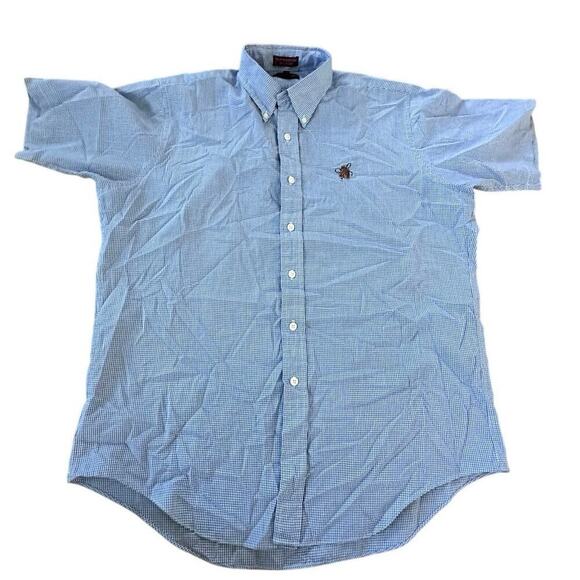 Chaps x Ralph Lauren Men's Blue White Plaid Print Button Down Shirt Size Large - Picture 1 of 8